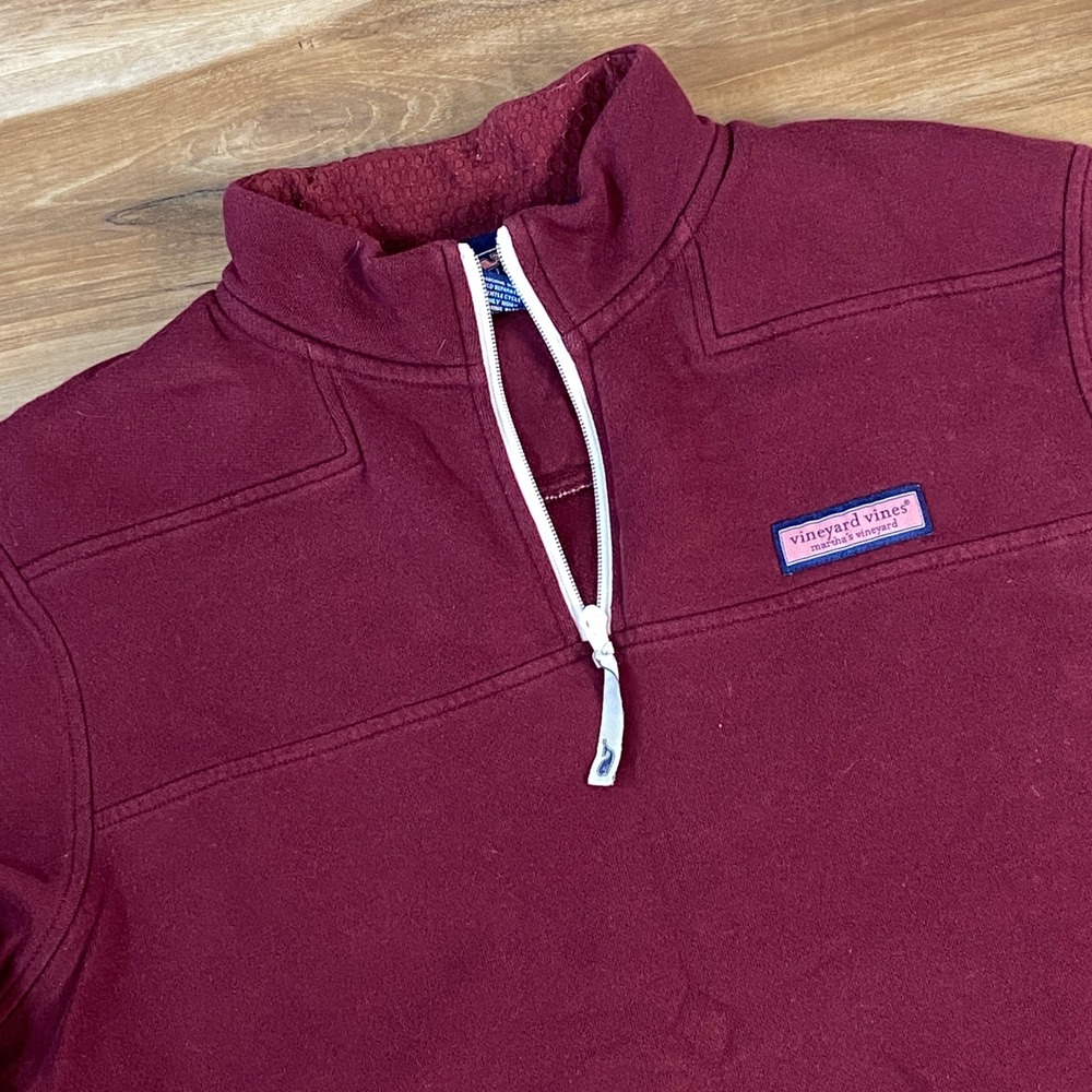 Vineyard Vines Quarter Zip Pullover Sweater Mens Small Cotton Maroon